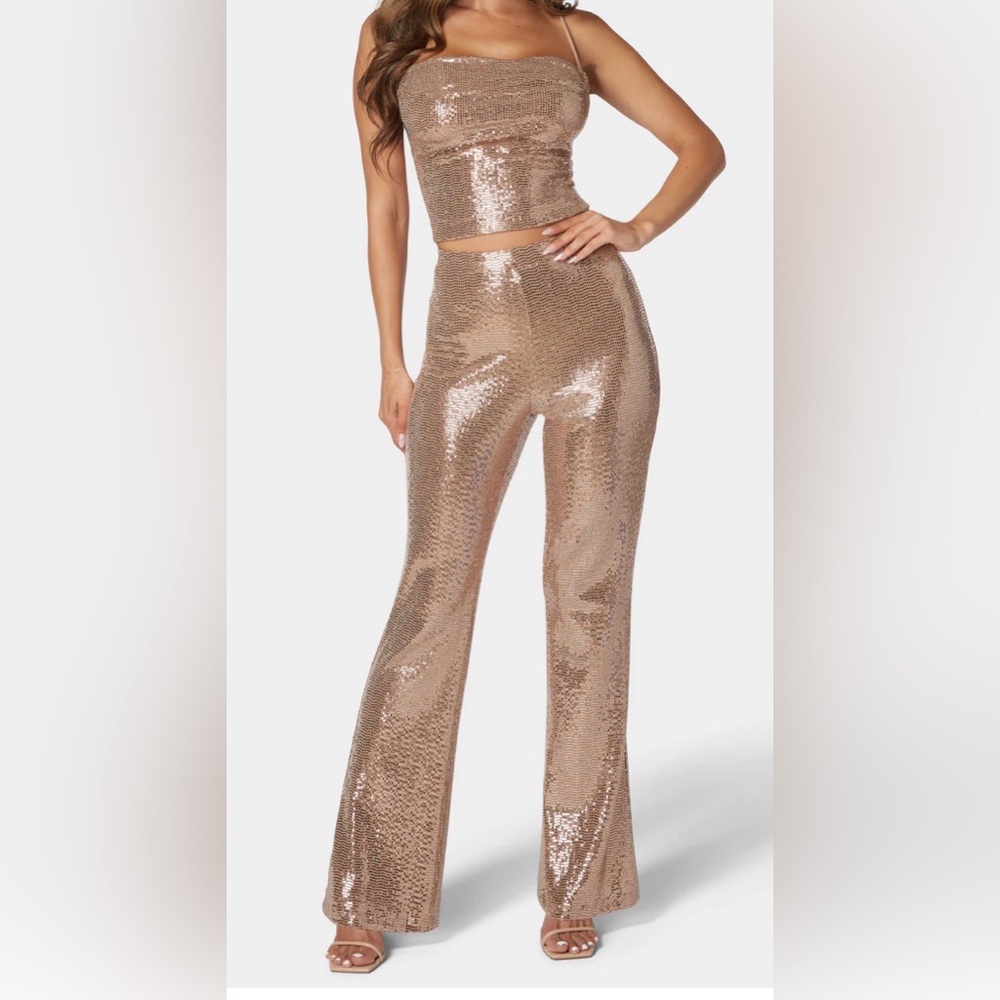 bebe Sequin Pants in Gold